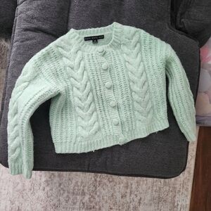 Fashion Nova Mint Green Cable Knit Cardigan